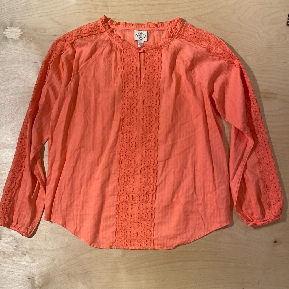 St. John's Bay Orange Lace Accent Blouse Medium (QM)